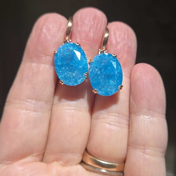 Natural Edge Kharma Collection by Avelon Jewelry - Aquamarine "Star" 18k Cushion Cut Sterling & Rosegold Earrings
